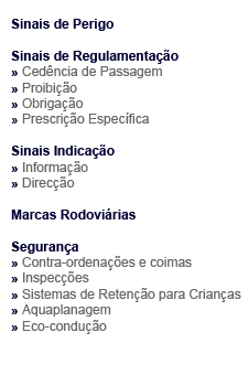 Características dos sinais de Regulamentação.