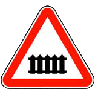 Level crossing with barrier or gate ahead 